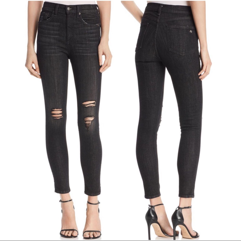 New: Rag & bone: H-rise distressed ankle skinny 32